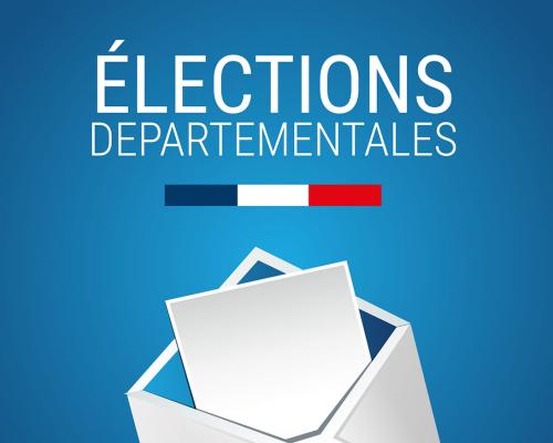 Affiche élections départementales avec drapeau France et bulletin de vote